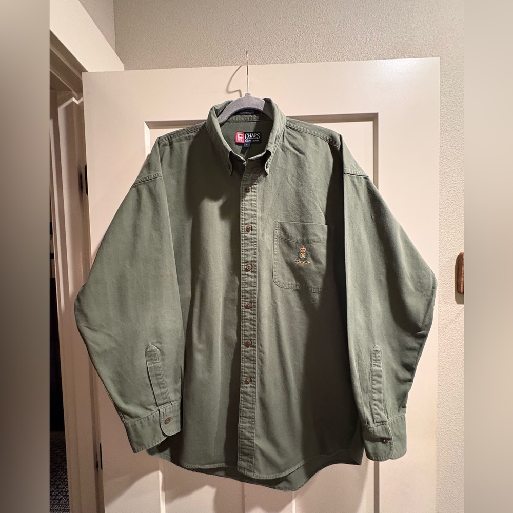 Ralph Lauren Vintage Oversized Olive Green Men's Shirt - Size Large 100% Cotton